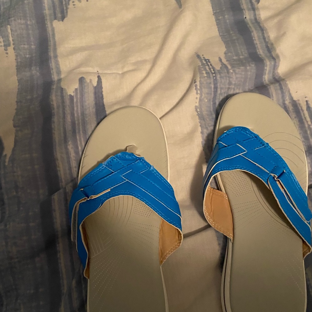 Royal blue flip flops